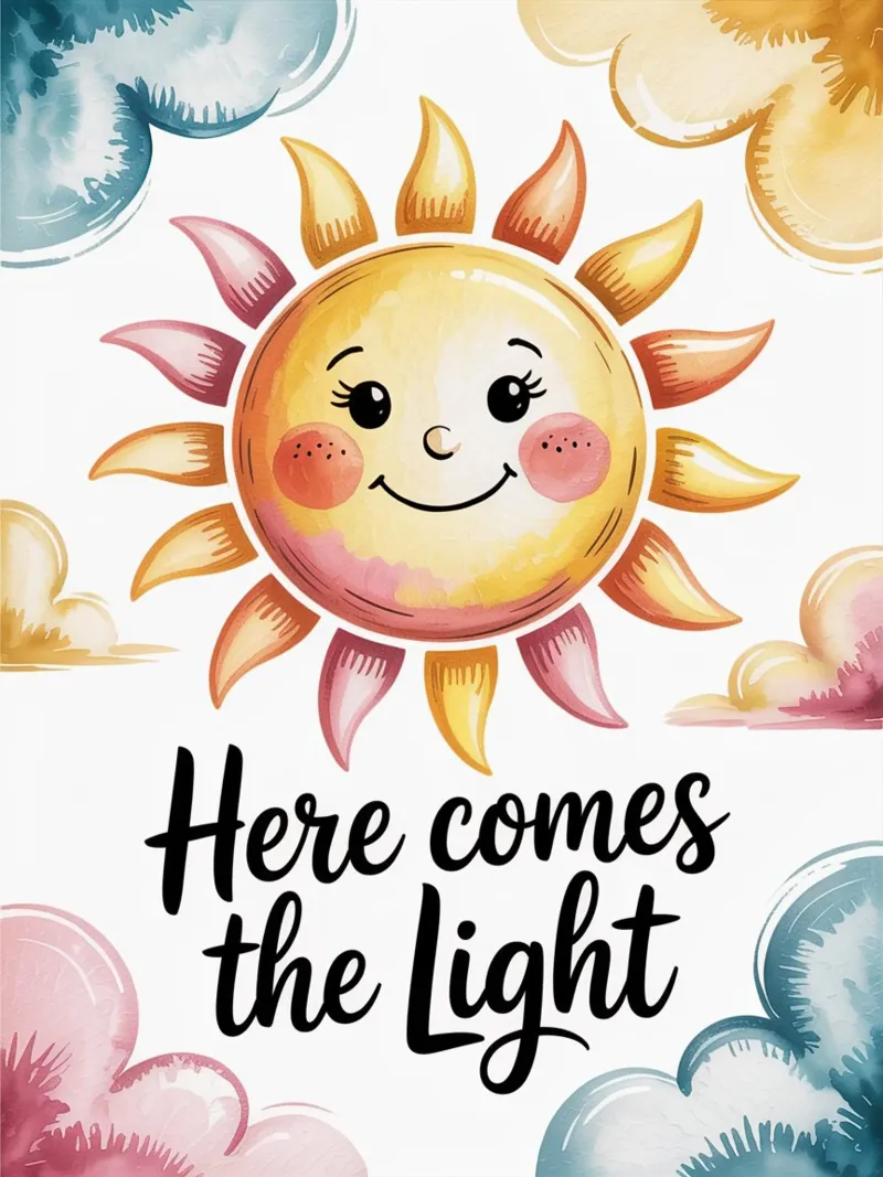 "Here Comes the Light" - Poster per il sorriso solare poster con telaio in alluminio da logic