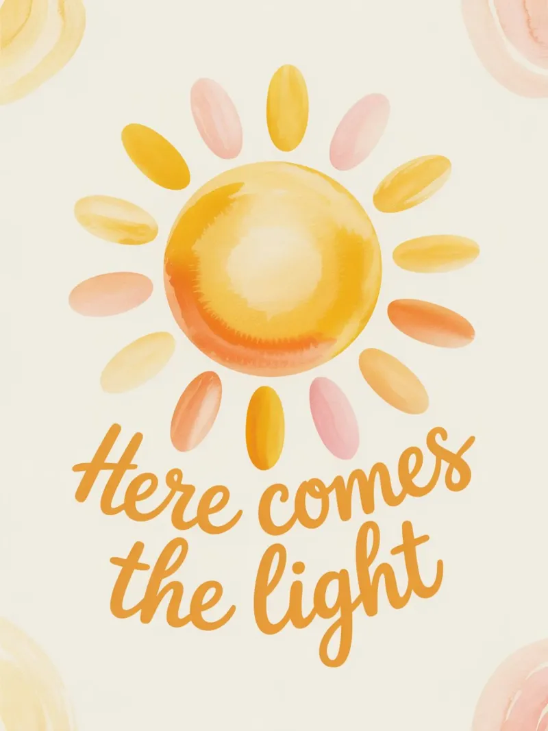 "Arriva la luce" - Edizione Sole acquerellato poster con telaio in alluminio da logic