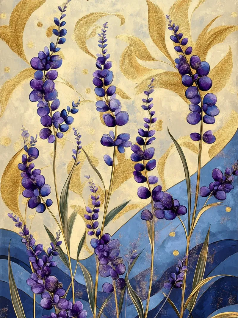 Lavanda calda tela con Cornice a cassetta da Art-Nouveau-Dsg