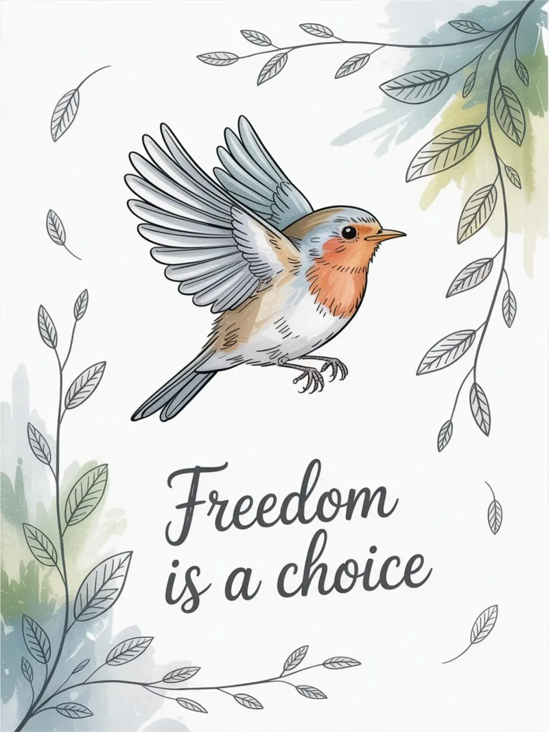 "La libertà è una scelta" - Uccello in volo poster con telaio in alluminio da logic
