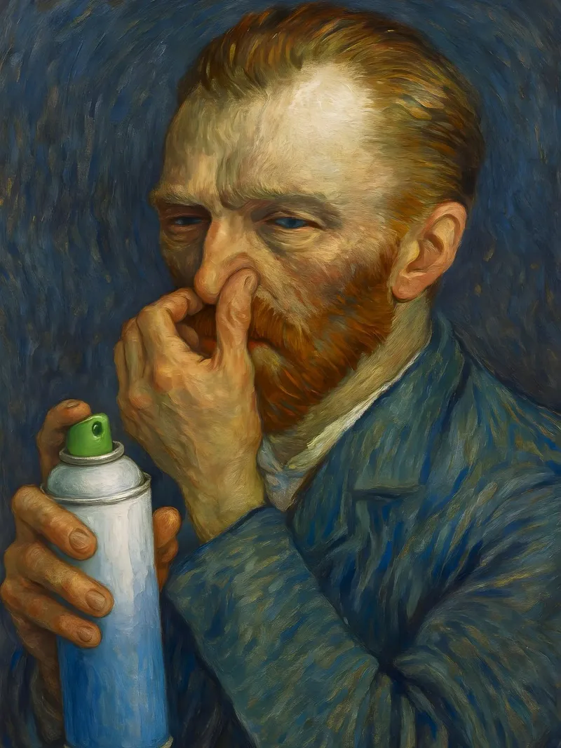 Vincent Van Gogh Divertente WC per il bagno poster con telaio in legno da ARTOMATIC