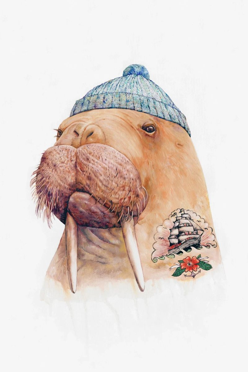Tattooed Walrus poster van Animal Crew