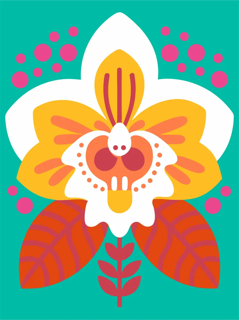 Fiore di orchidea poster con telaio in legno da FLOWER PLACE SHOP
