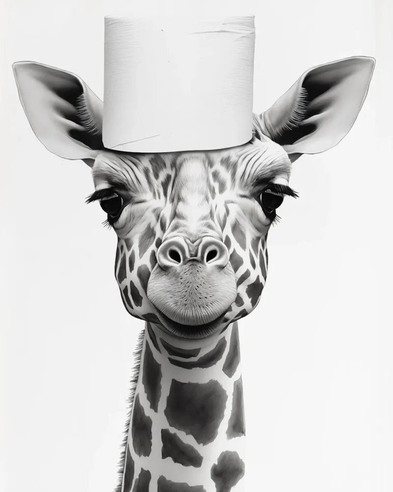 Giraffa poster con telaio in alluminio da animals_studio