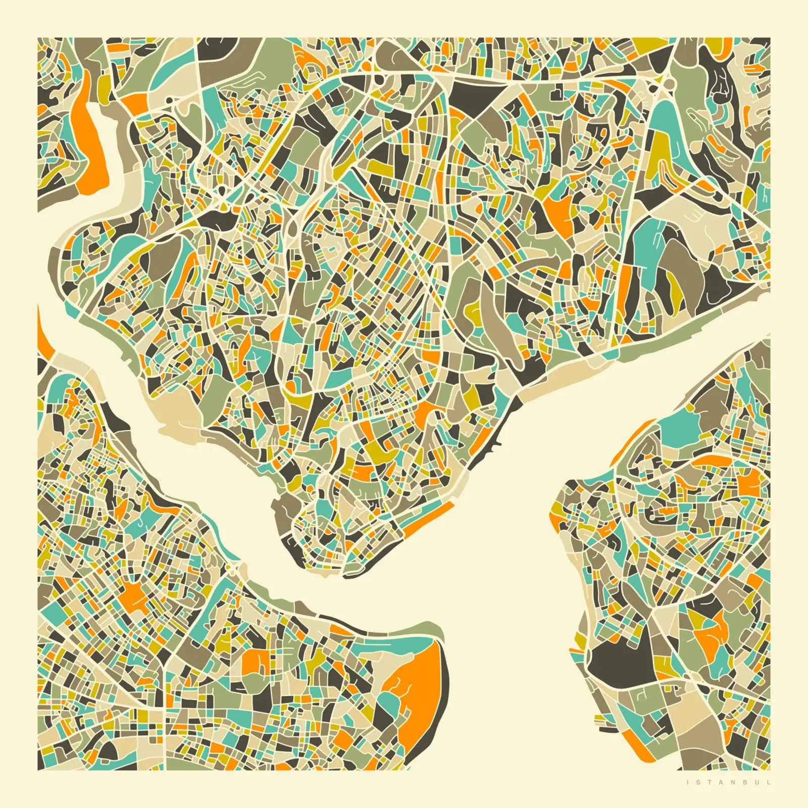 Mappa di Istanbul poster da Jazzberry Blue