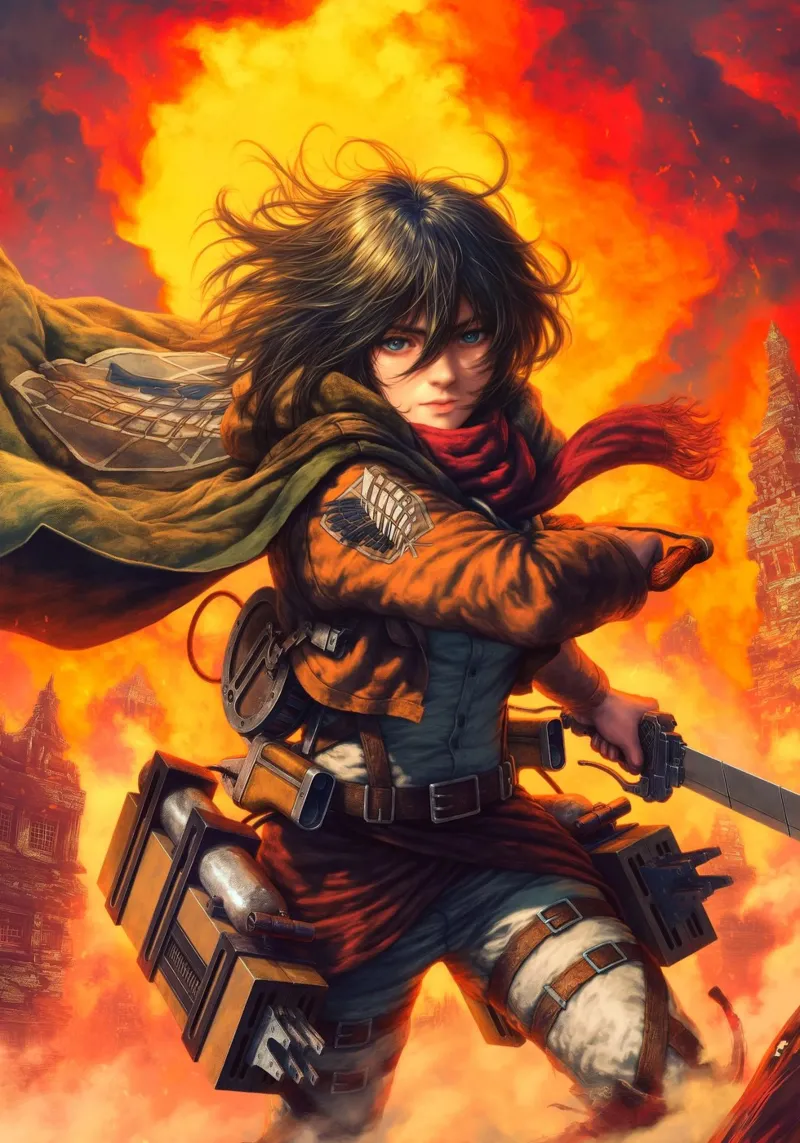 Mikasa Ackerman Attacco su Titano pellicola backlit da Fleur de Lys