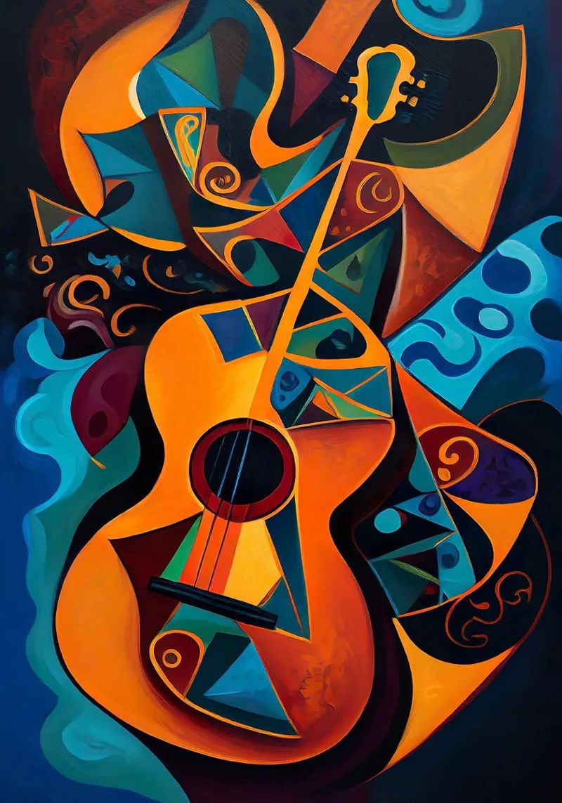 guitare instrument de musique formes colorées formes abstraites st poster de Gloria A Kifyuk