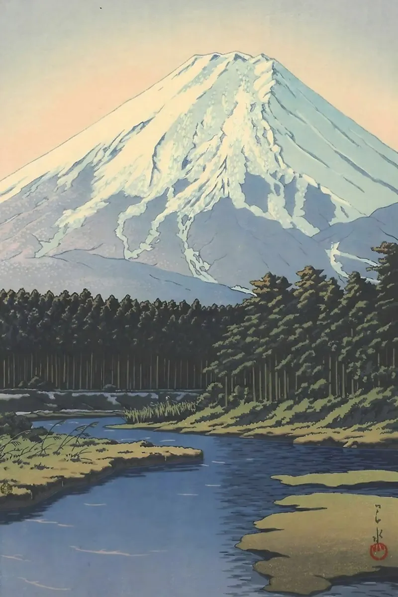 Oshino no Fuji San 1942 by Kawase Hasui pellicola backlit da GoArt