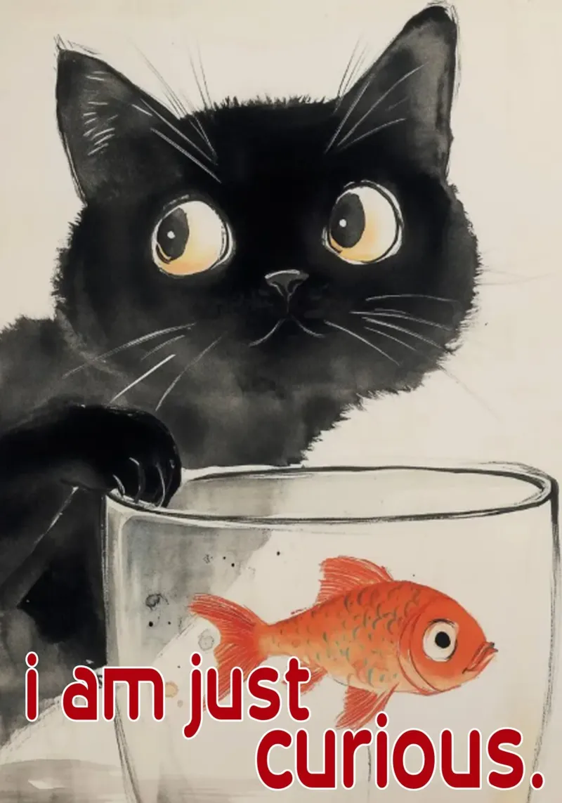 funny cat i am just curious poster by Nayara