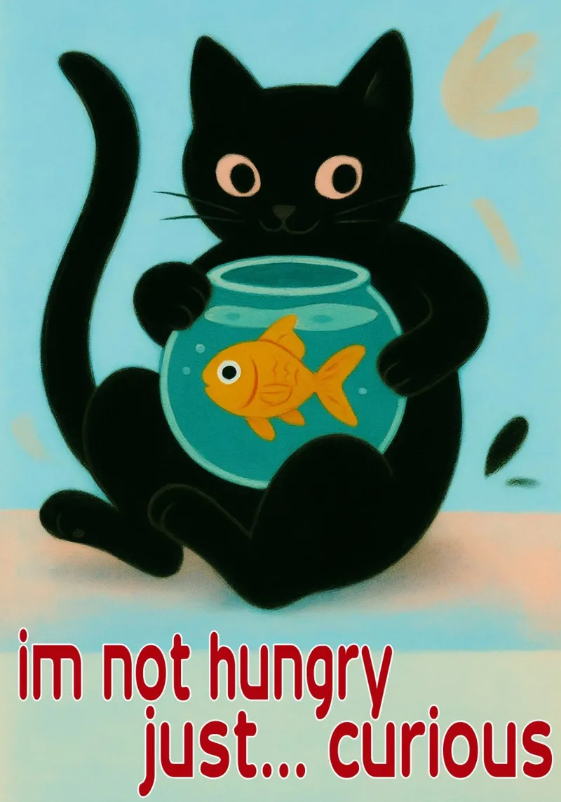 grappige kat ik heb geen honger alleen nieuwsgierig hahnemühle van Nayara