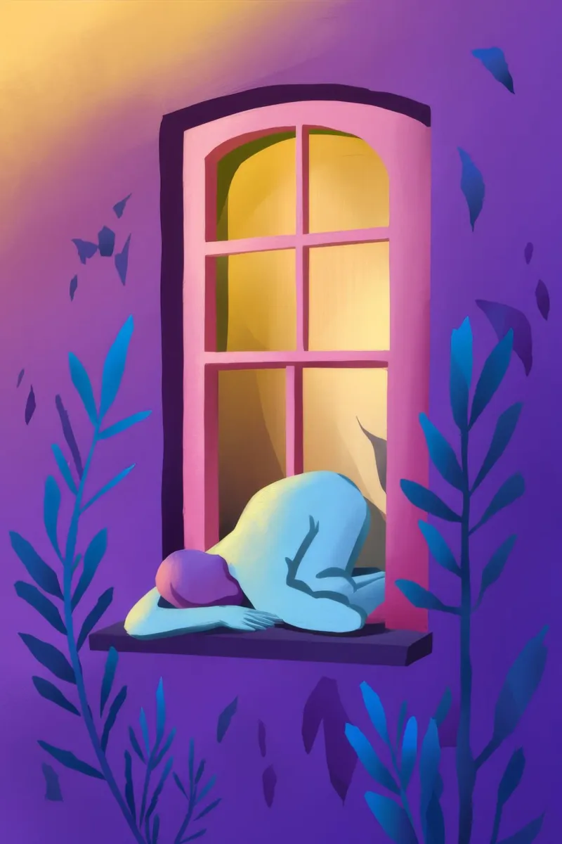 Window Watcher Dusk canvas with Floater frame by Pake Nebula