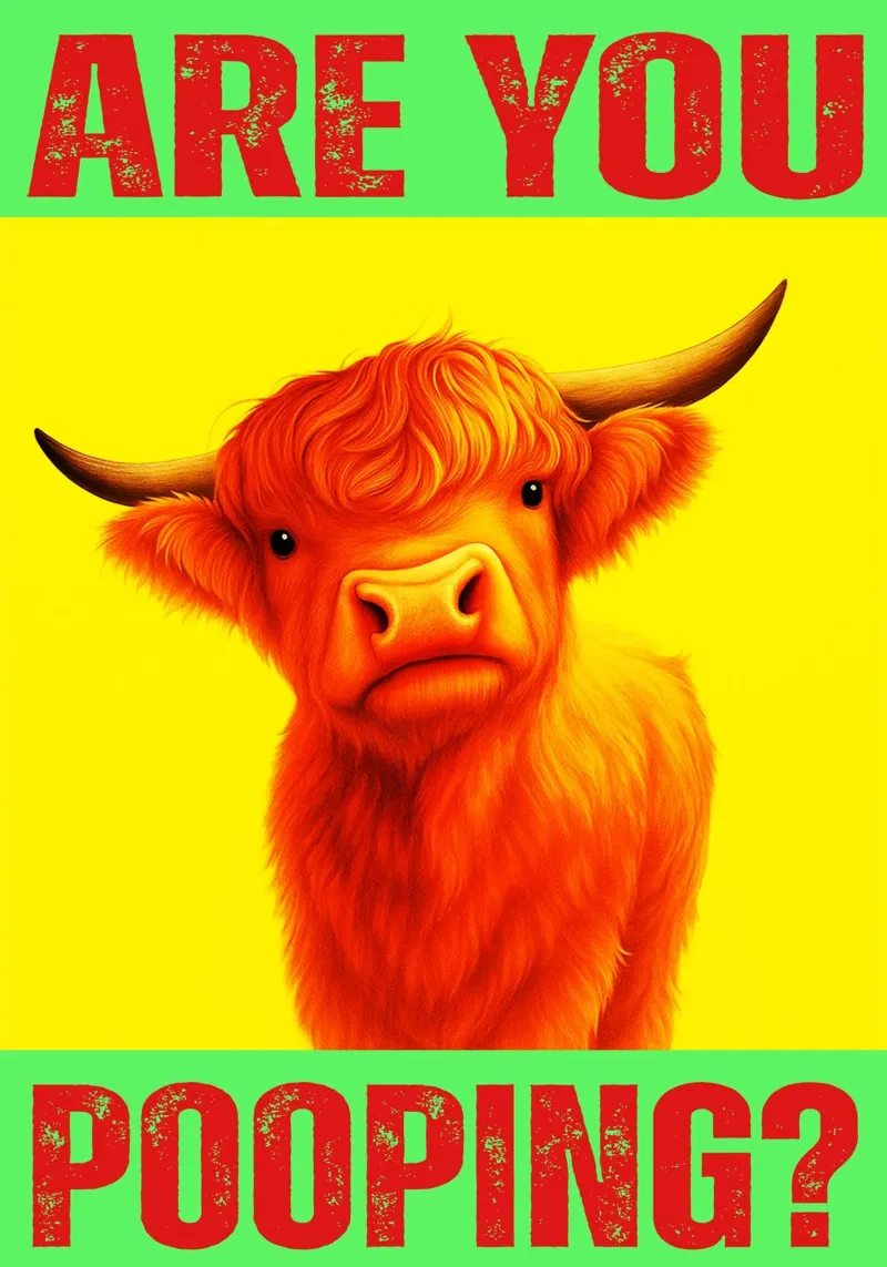 highland cow are you pooping funny toilets hahnemühle by Nayara