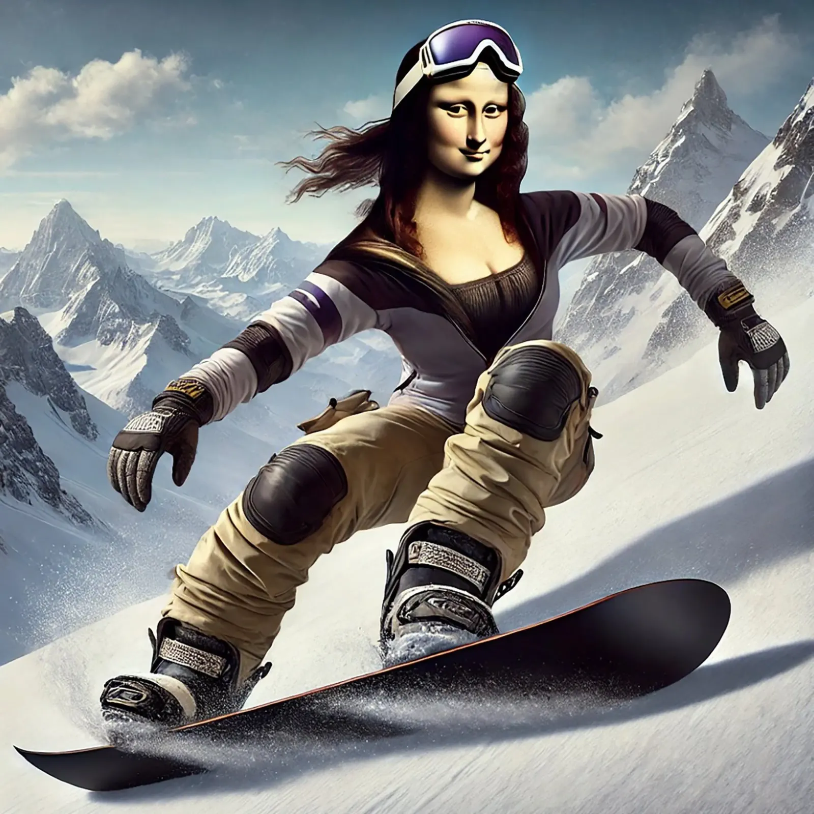 MONA LISA on a Snowboard pellicola backlit da Vintage Van Gogh