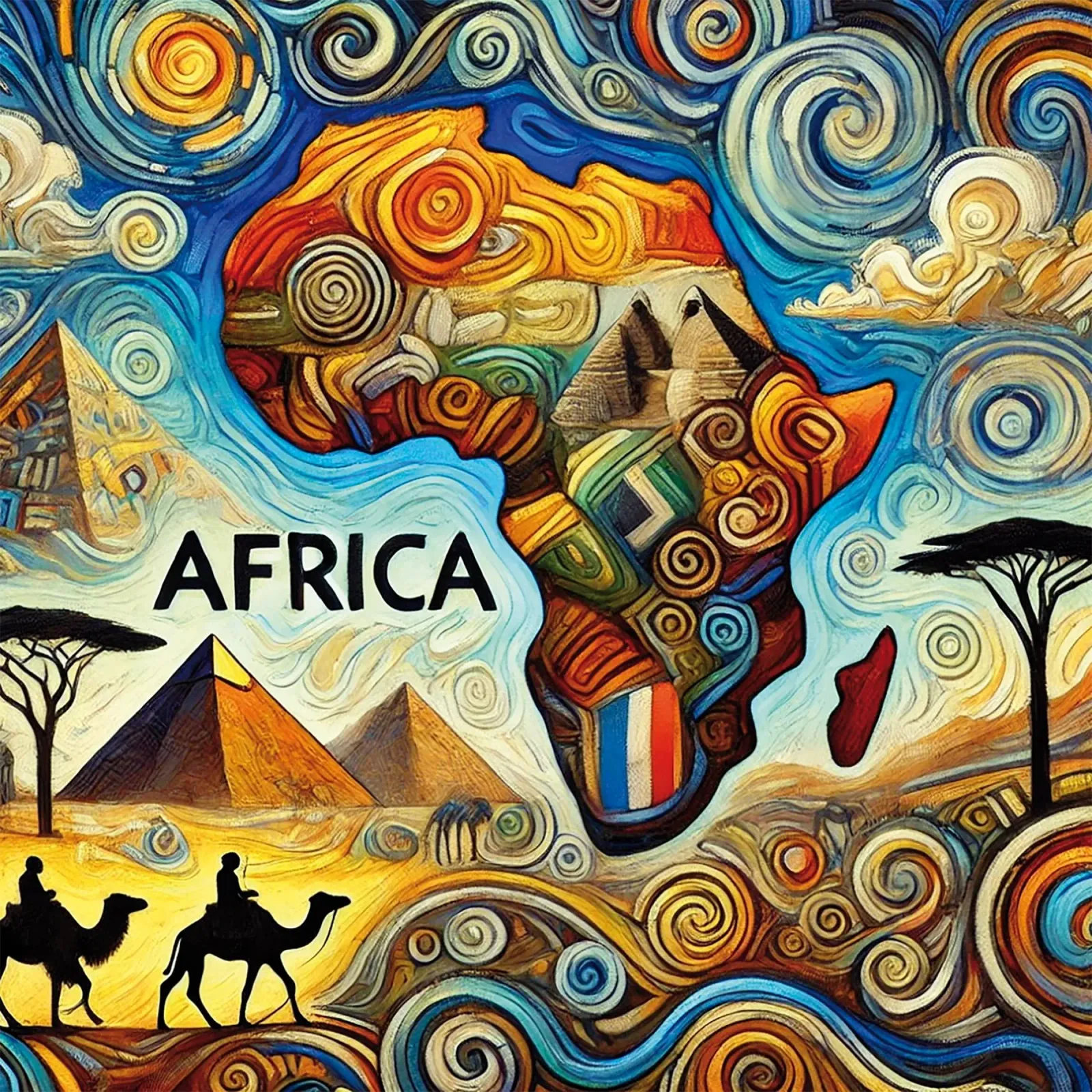 AFRICA Van Gogh Style tela con Cornice a cassetta da Vintage Van Gogh