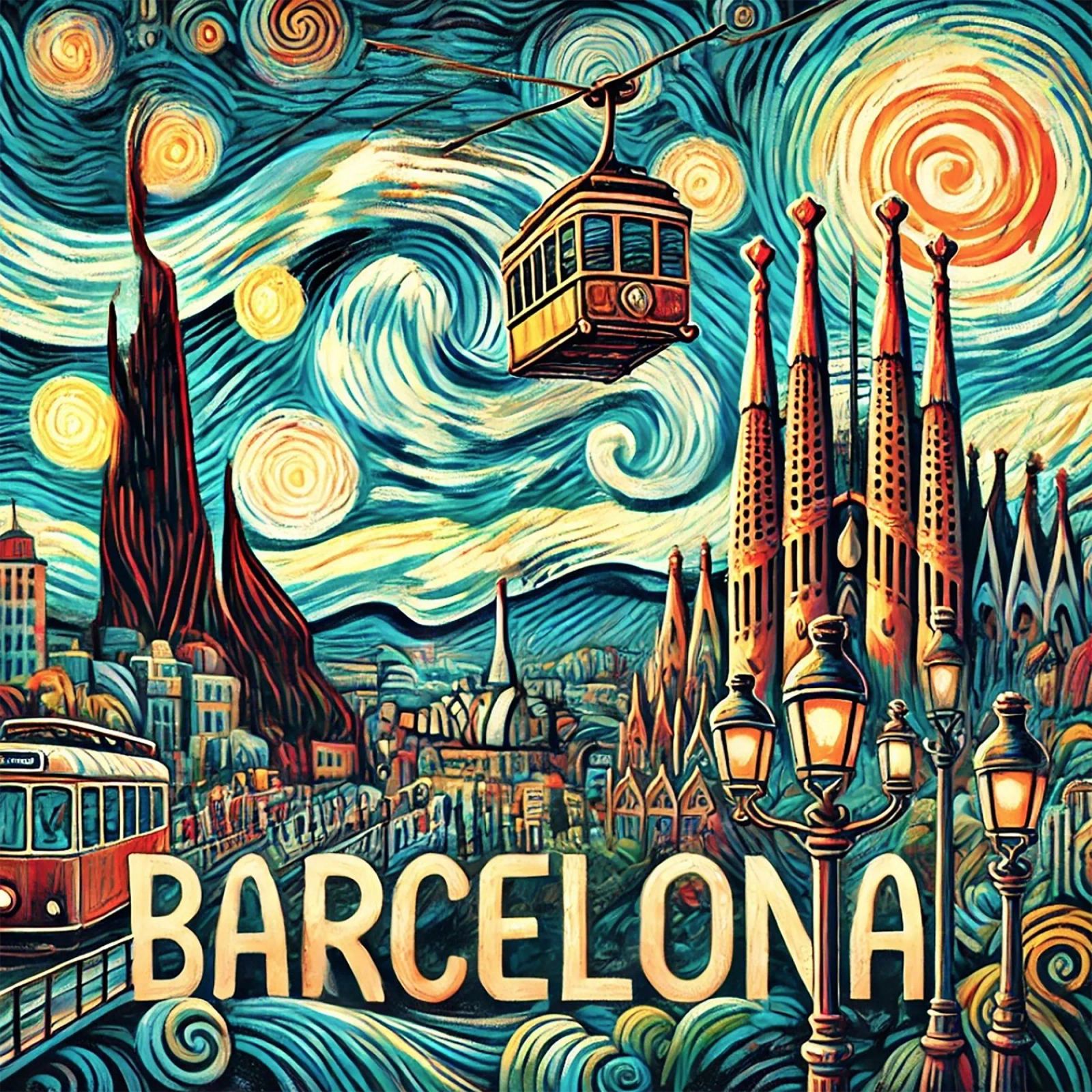 BARCELONA Van Gogh Style poster by Vintage Van Gogh