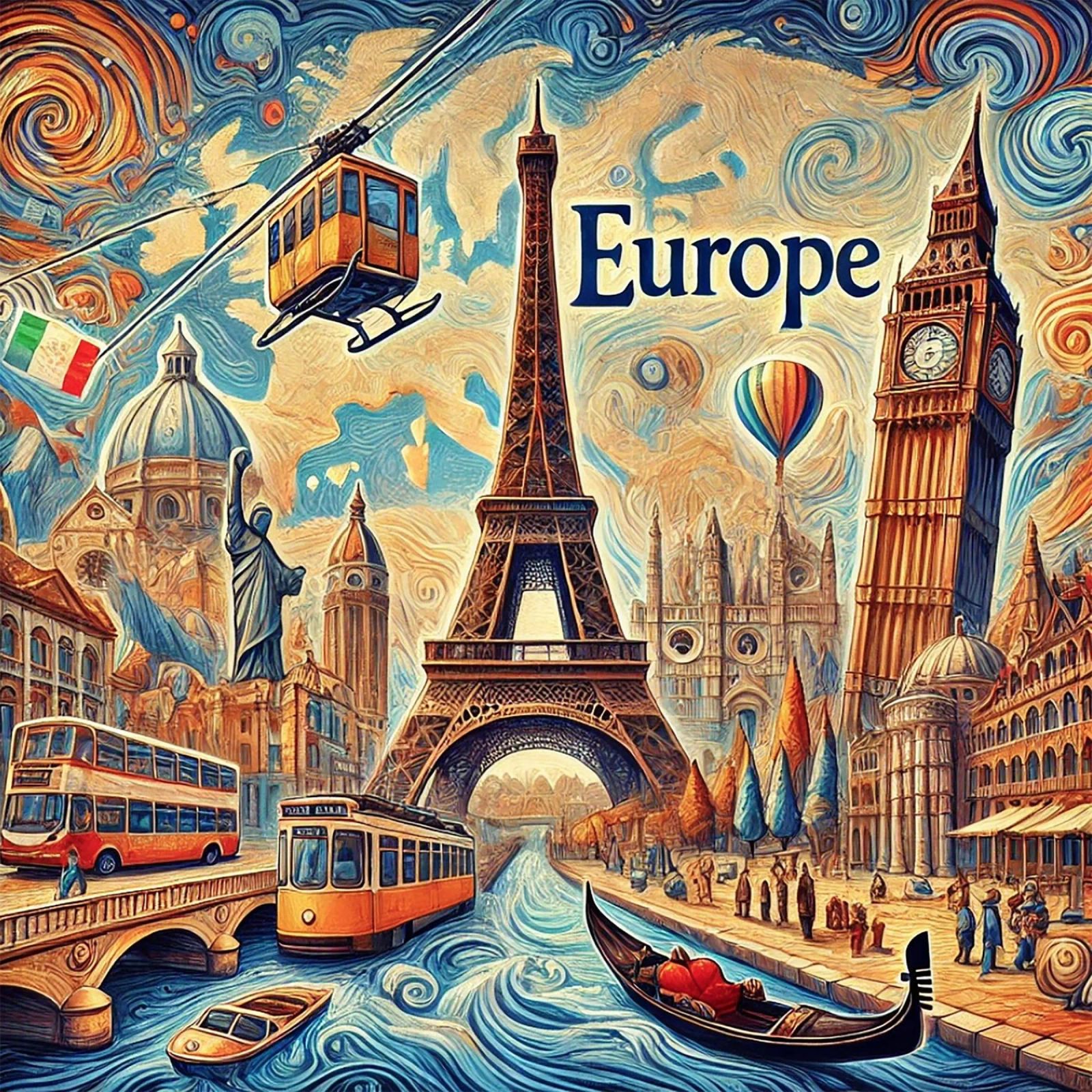 EUROPE Van Gogh Style poster de Vintage Van Gogh