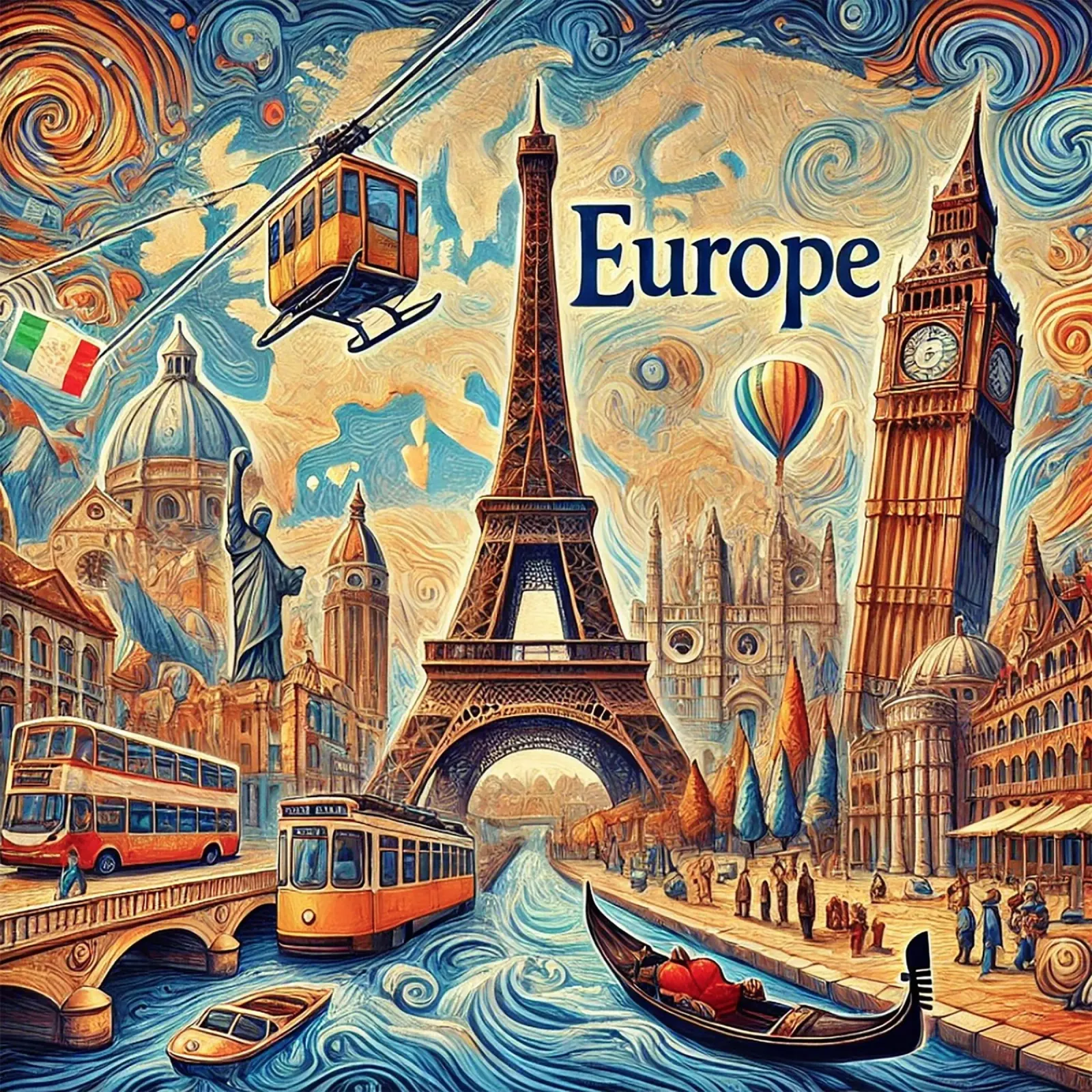 EUROPE Van Gogh Style pellicola backlit da Vintage Van Gogh