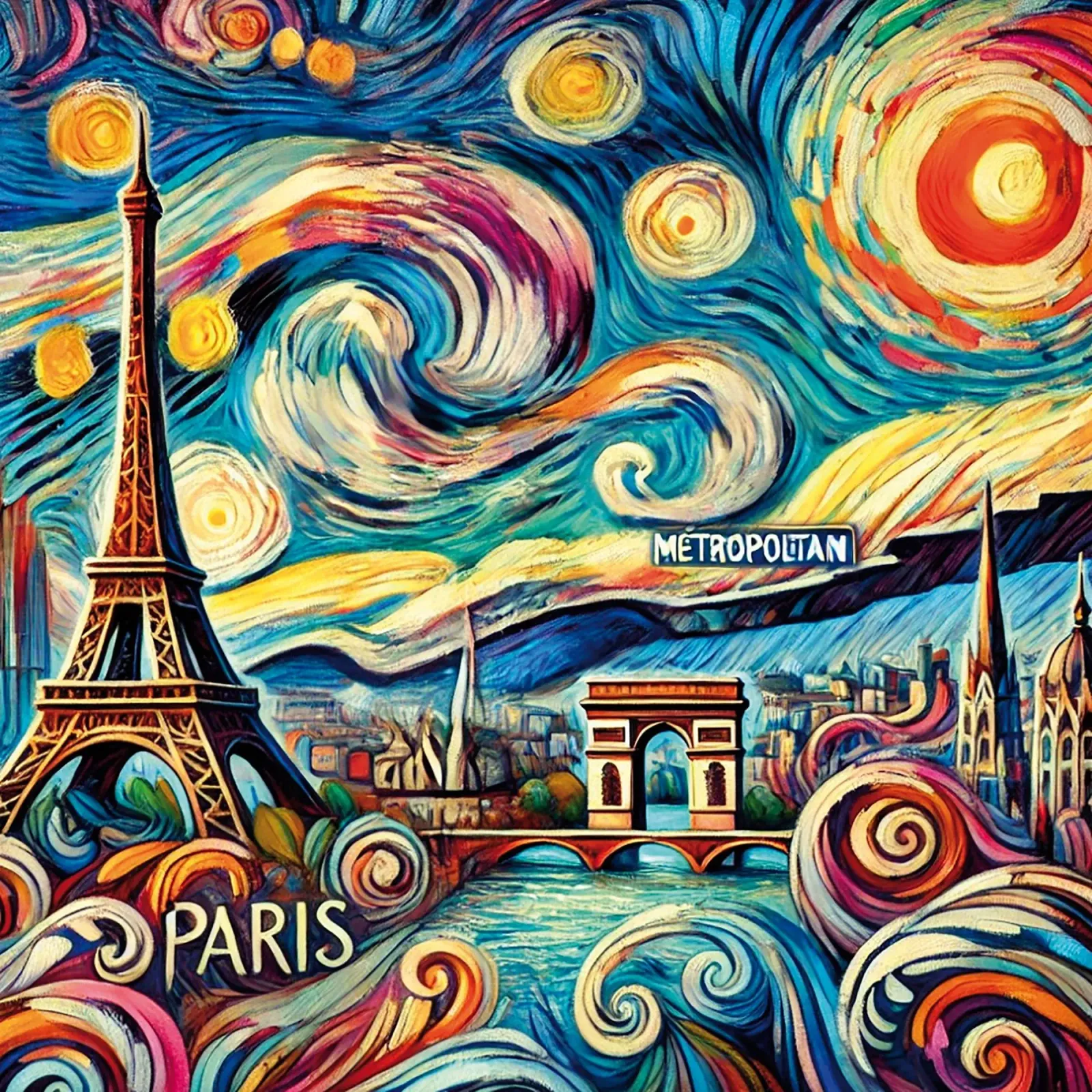 PARIS Van Gogh Style pellicola backlit da Vintage Van Gogh