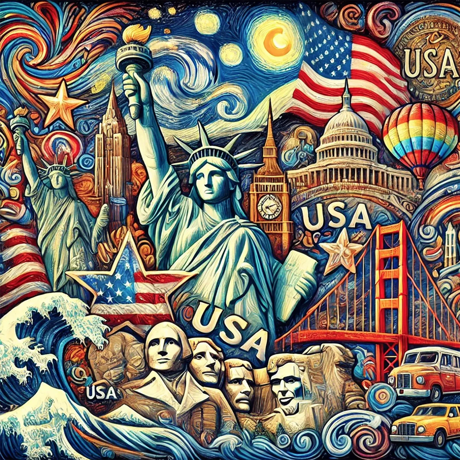 U.S.A. USA Van Gogh Style poster con telaio in plastica da Vintage Van Gogh