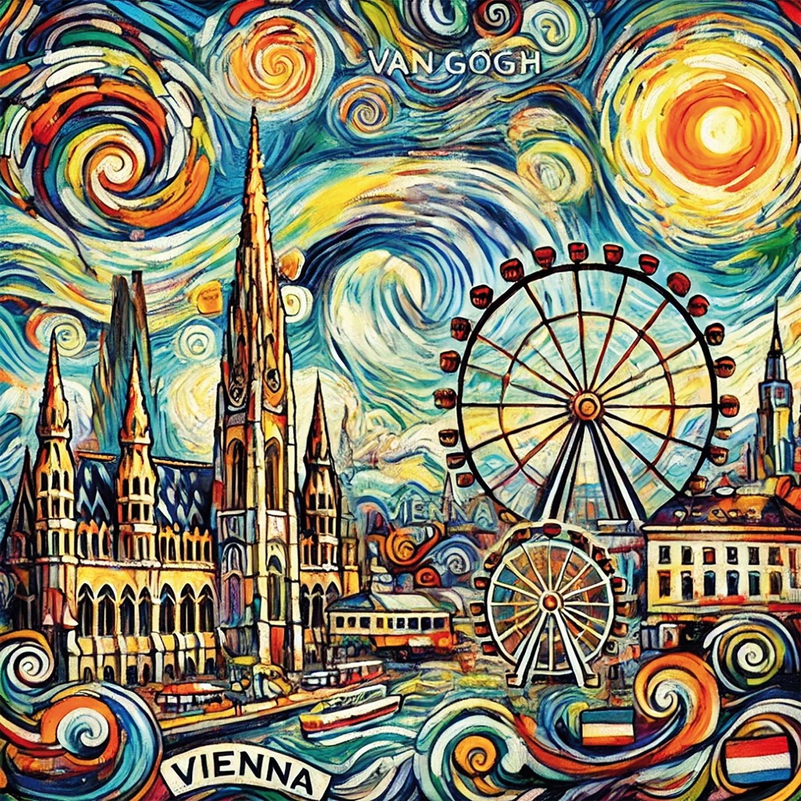 VIENNA Van Gogh Style, Teil der Serie "Cities & Continent Poster von Vintage Van Gogh