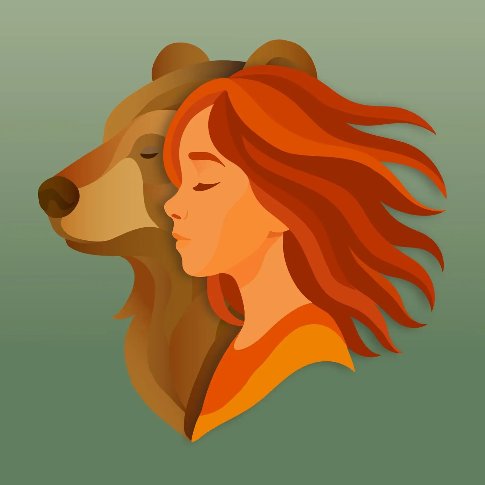 Armonia tra la ragazza e l'orso - potere della natura e dell'amicizia poster con telaio in legno da namosh