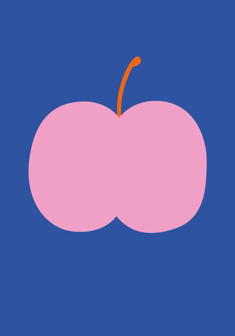 Big pink apple canvas by Susann Stefanizen