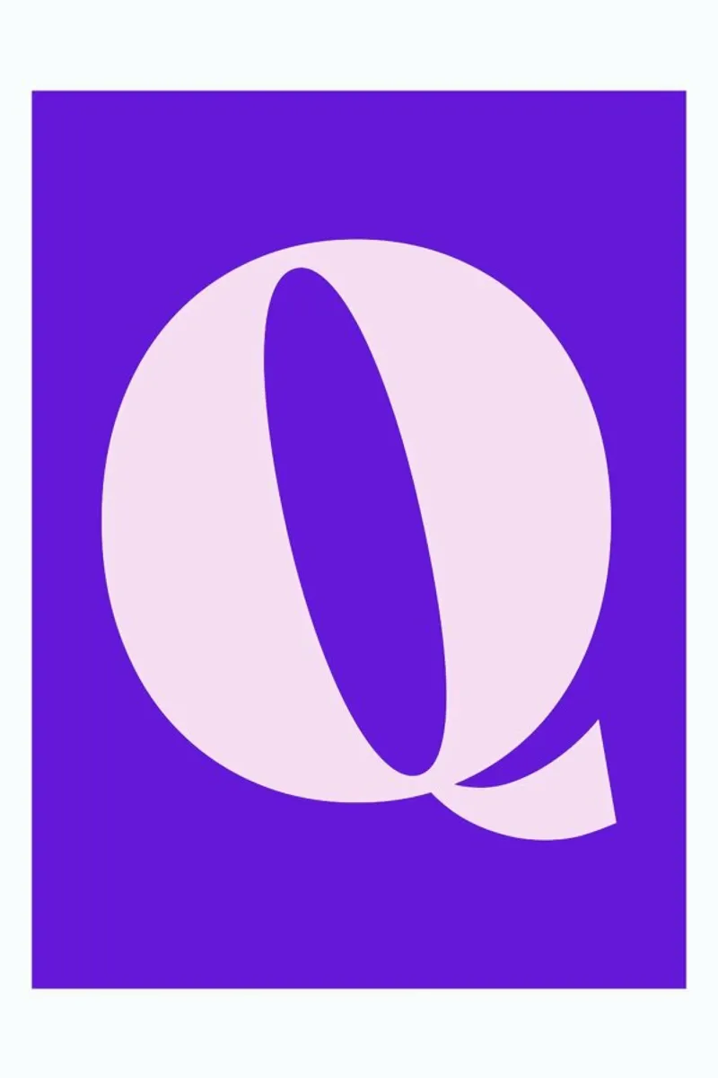 Colorful Q poster con telaio in alluminio da Mottos by Sinan Saydik