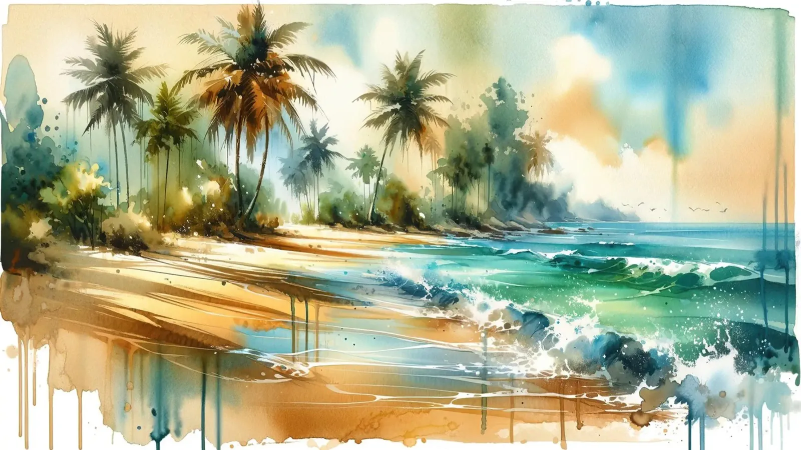 Spiaggia esotica tropicale di Sunny Beach poster con telaio in plastica da Chromatic Fusion Studio