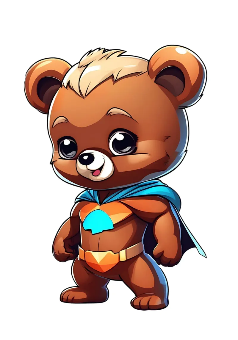 Orso, orsetto come supereroe poster con telaio in alluminio da Tierisch bunt by LK