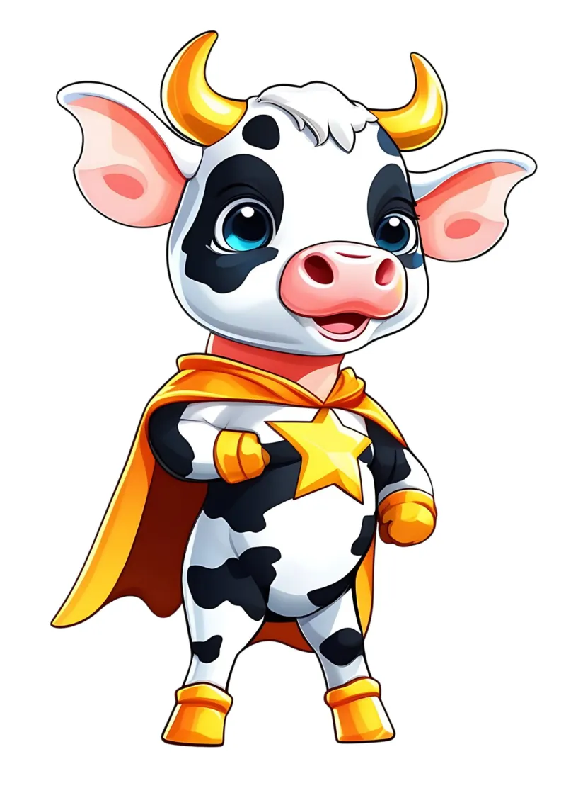 Mucca, piccola mucca come supereroe carta hahnemühle da Tierisch bunt by LK