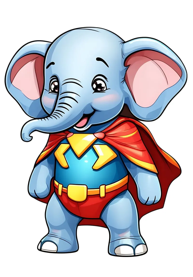 Elefante, cucciolo di elefante come supereroe poster con telaio in legno da Tierisch bunt by LK