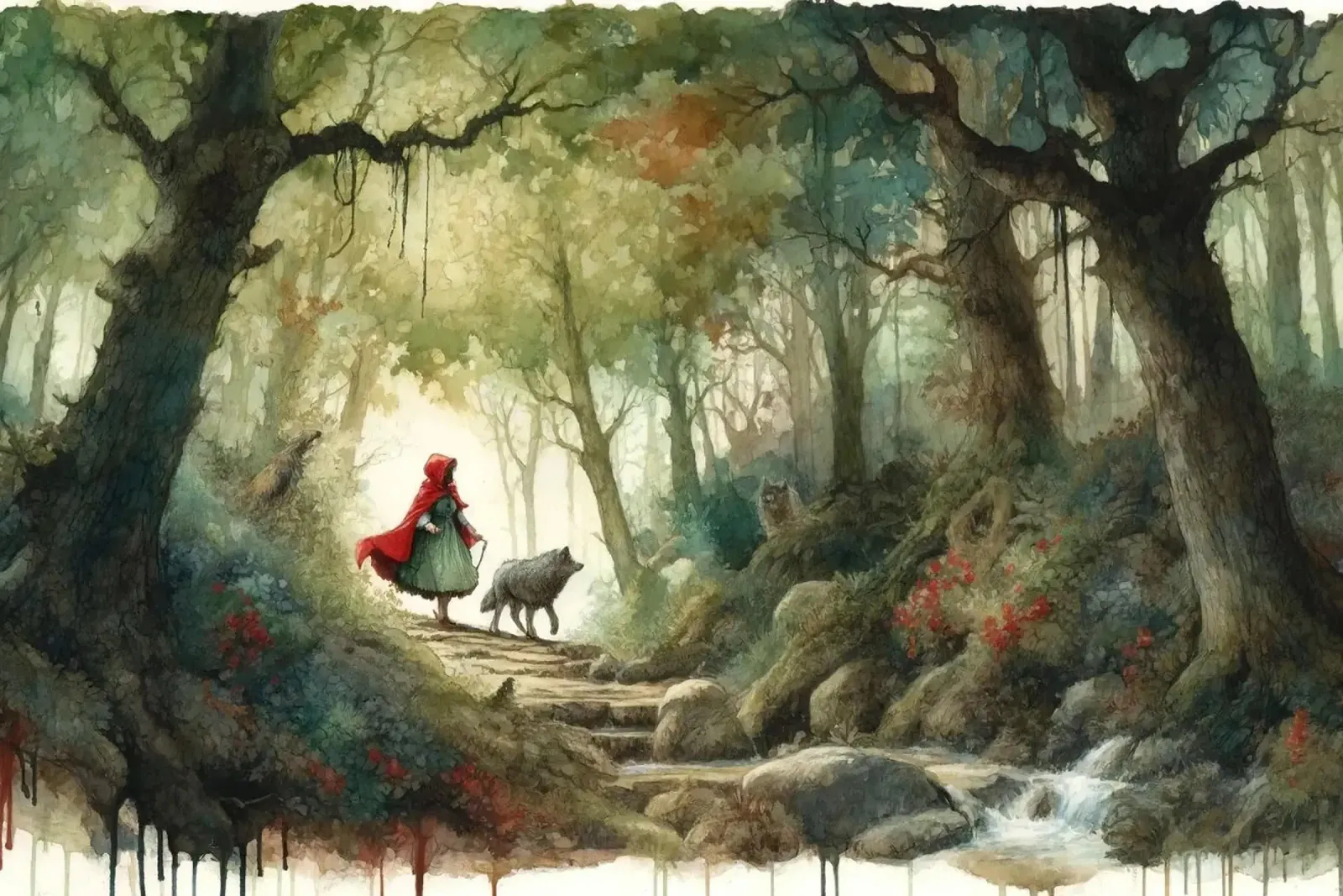 Fairytale Pathway Scene canvas with Floater frame by Chromatic Fusion Studio