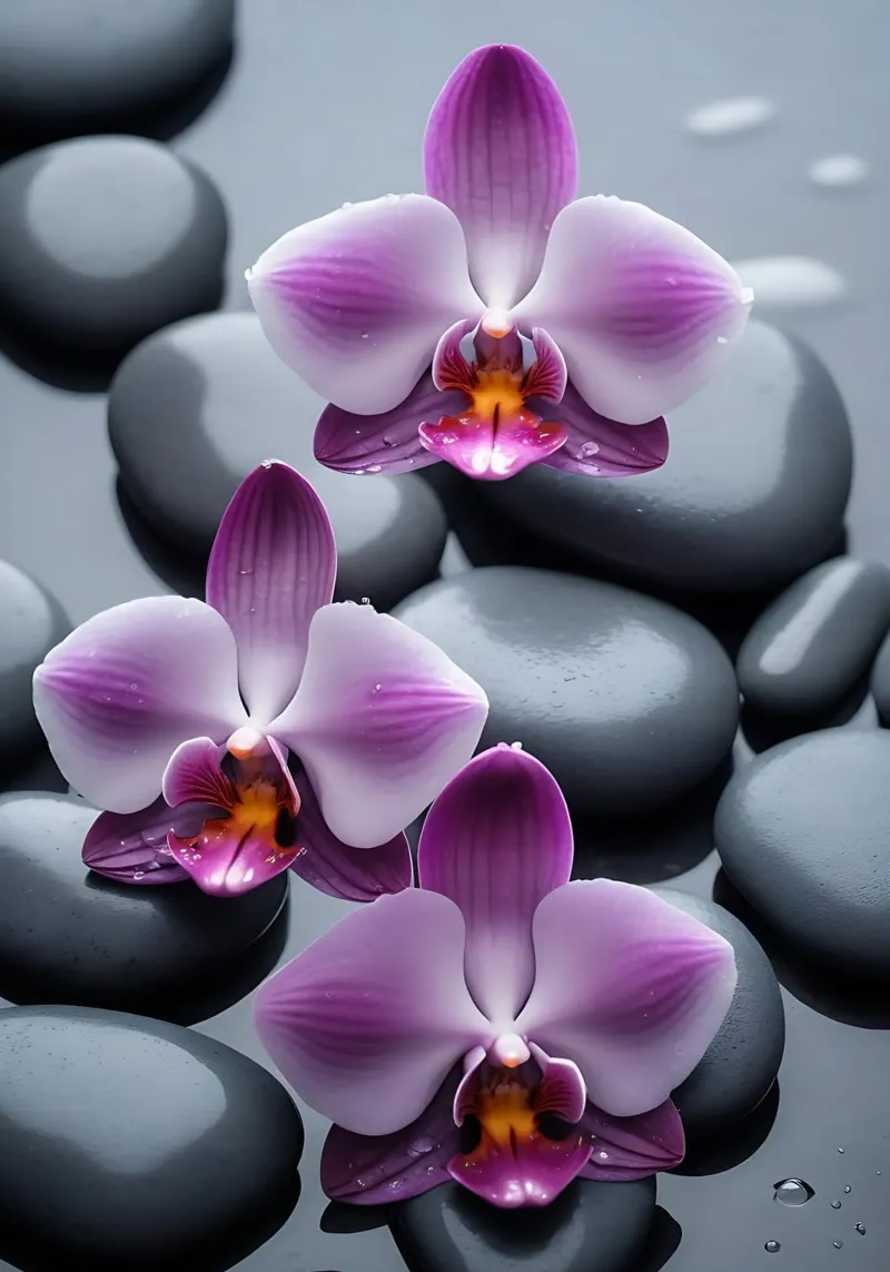 Orchidee con pietre_2 pellicola backlit da Farb- und Blütenzauber by LK