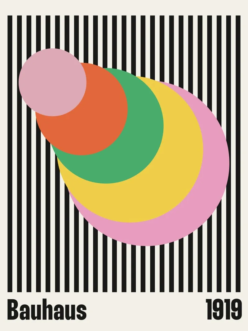 Circoli Bauhaus Stile della mostra 3 poster con telaio in alluminio da Paigaam Studio