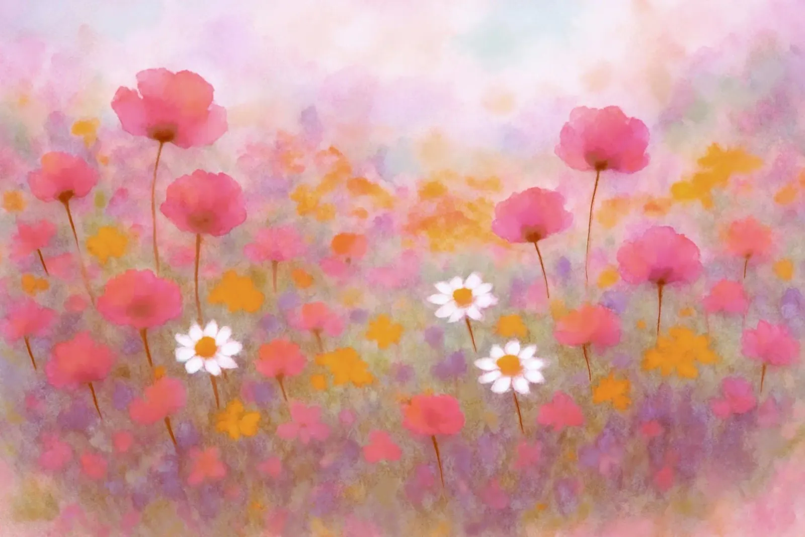 Sommerflüstern - Floral, abstrakte Kunst tela con Cornice a cassetta da Petra Lang