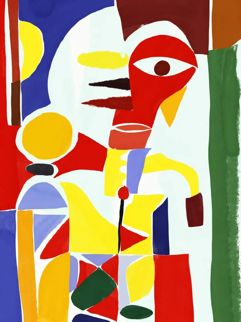 Red indian cubism portraiture var 2 canvas by Little Dean