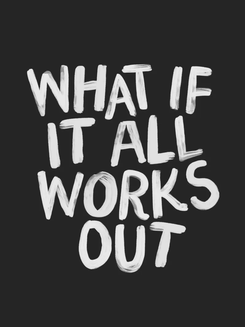 What If It All Works Out Black and White Typography Print canvas by THE MOTIVATED TYPE