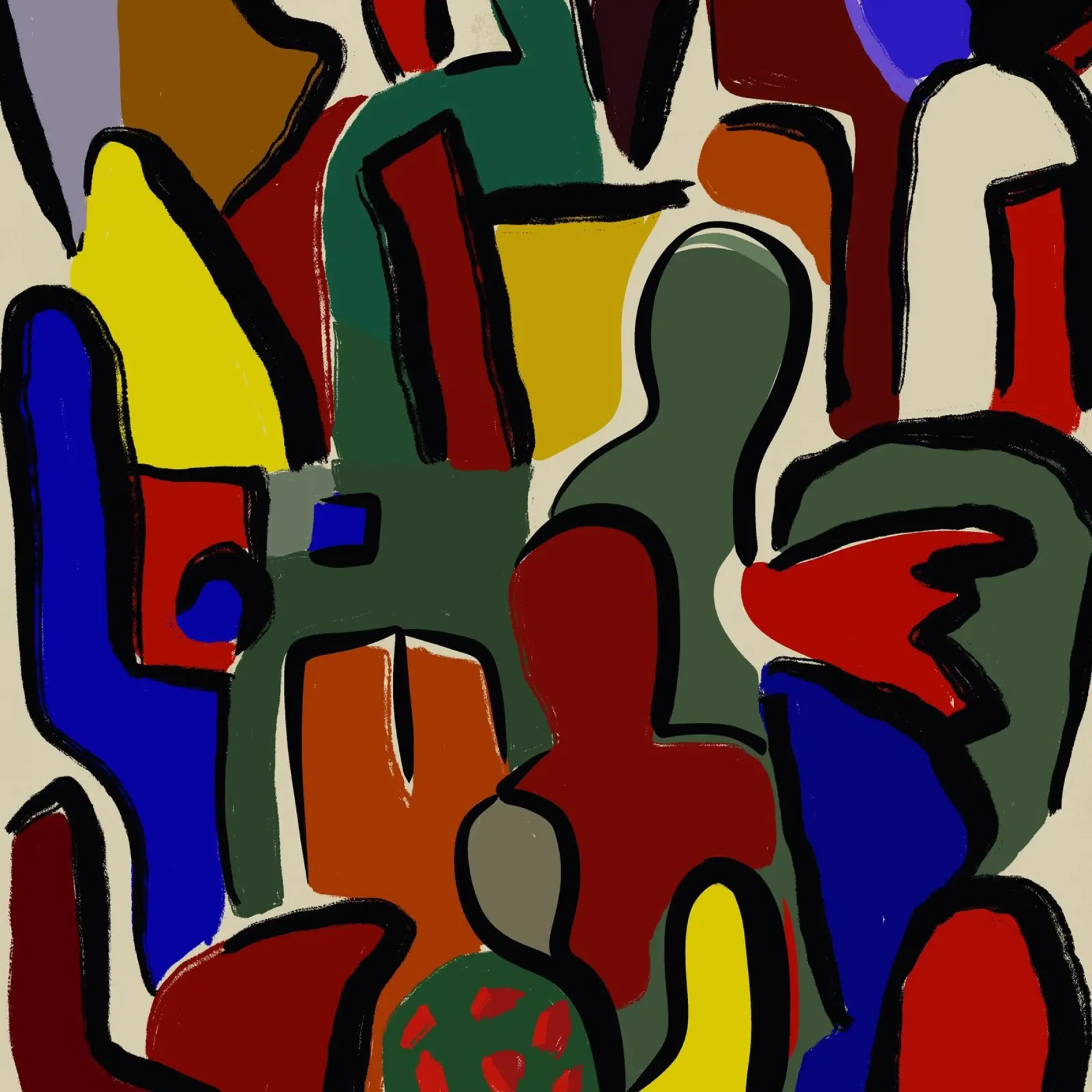 Kleur krabbel abstract canvas met Baklijst van Little Dean
