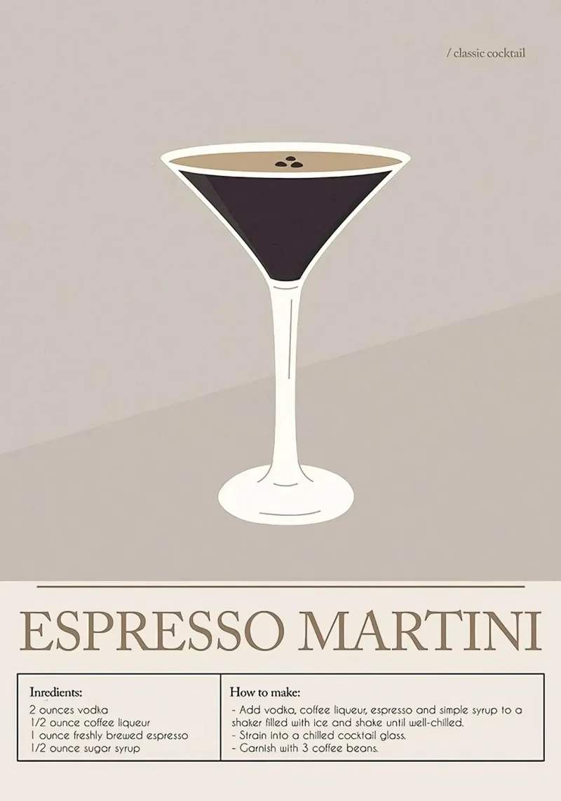 Espresso Martini Cocktail canvas met Baklijst van Mildred Store