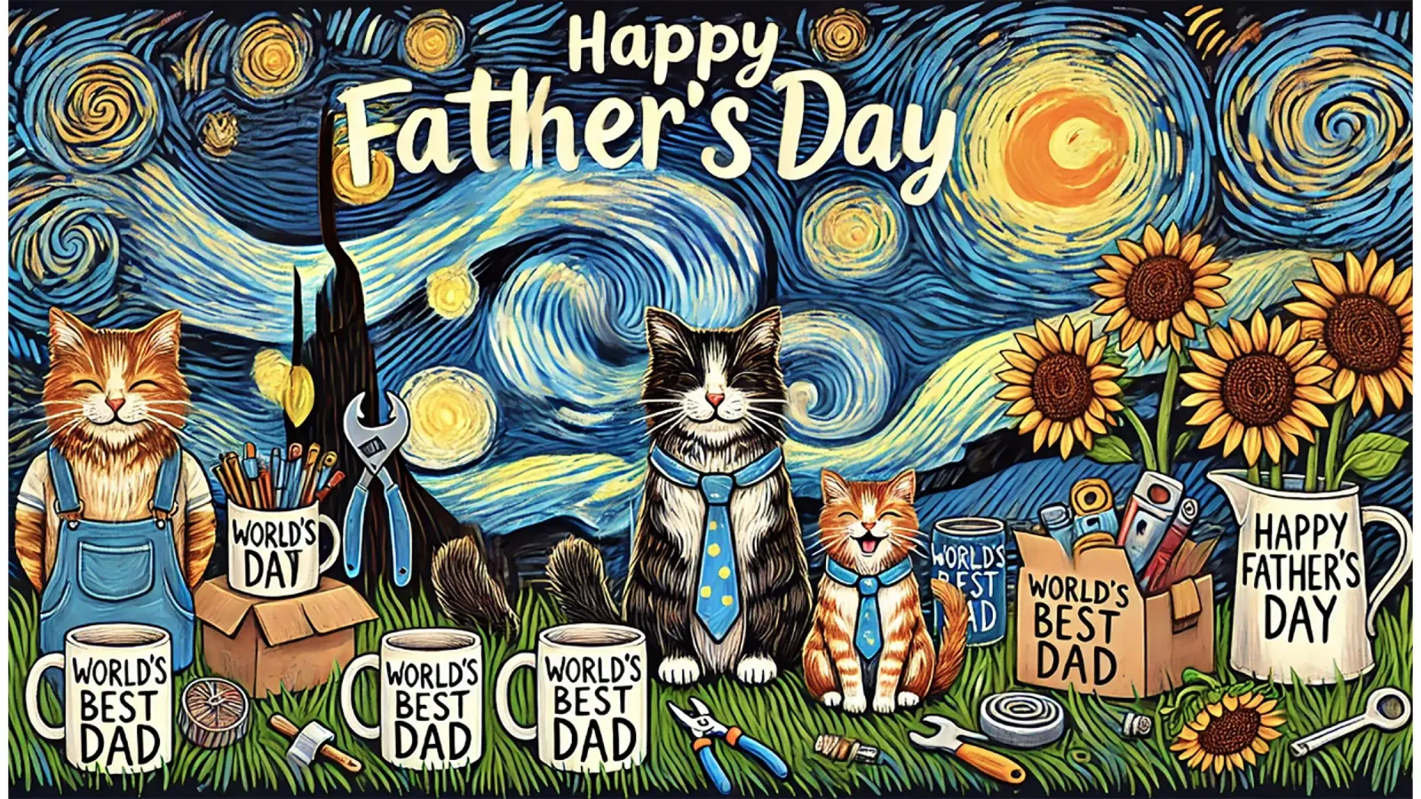 Happy Father´s Day Kitty Cat Edition pellicola backlit da Vintage Van Gogh