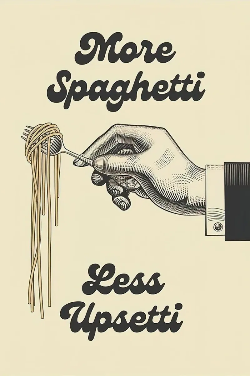 More Spaghetti Less Upsetti pellicola backlit da Mildred Store