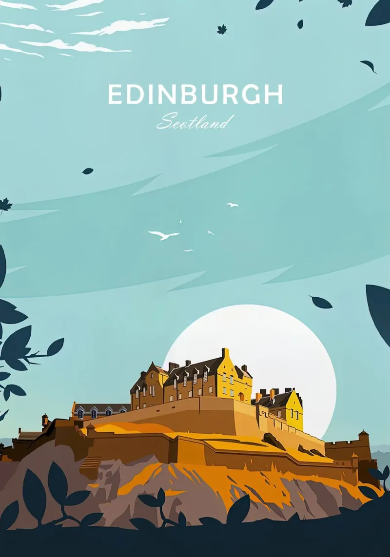 Scozia, manifesto di Edimburgo, castello di Edimburgo pellicola backlit da Liliestudio