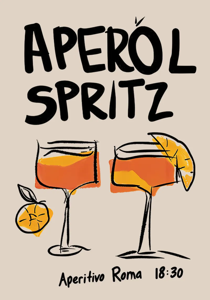 Aperol Spritz Aperitivo Roma tela con Cornice a cassetta da Mildred Store