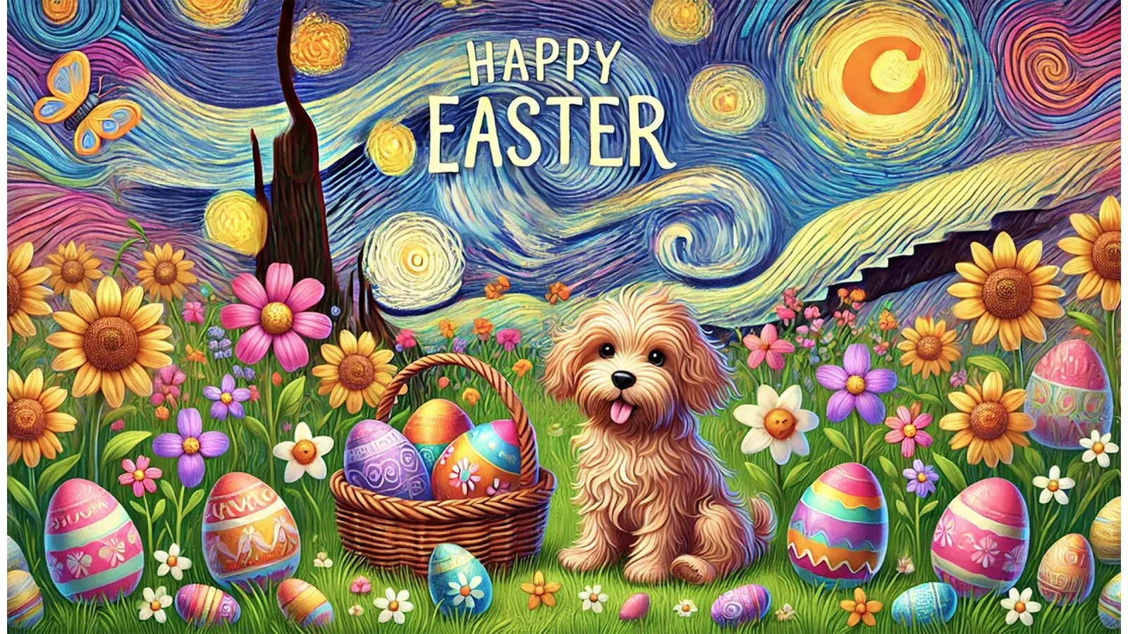 Happy Easter Puppy Edition pellicola backlit da Vintage Van Gogh