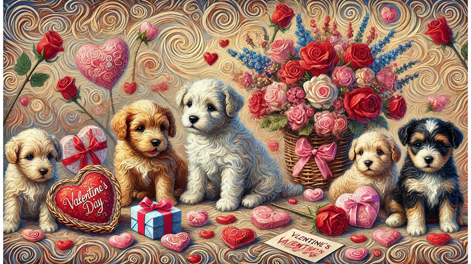 Happy Valentine´s Day Puppy Edition pellicola backlit da Vintage Van Gogh