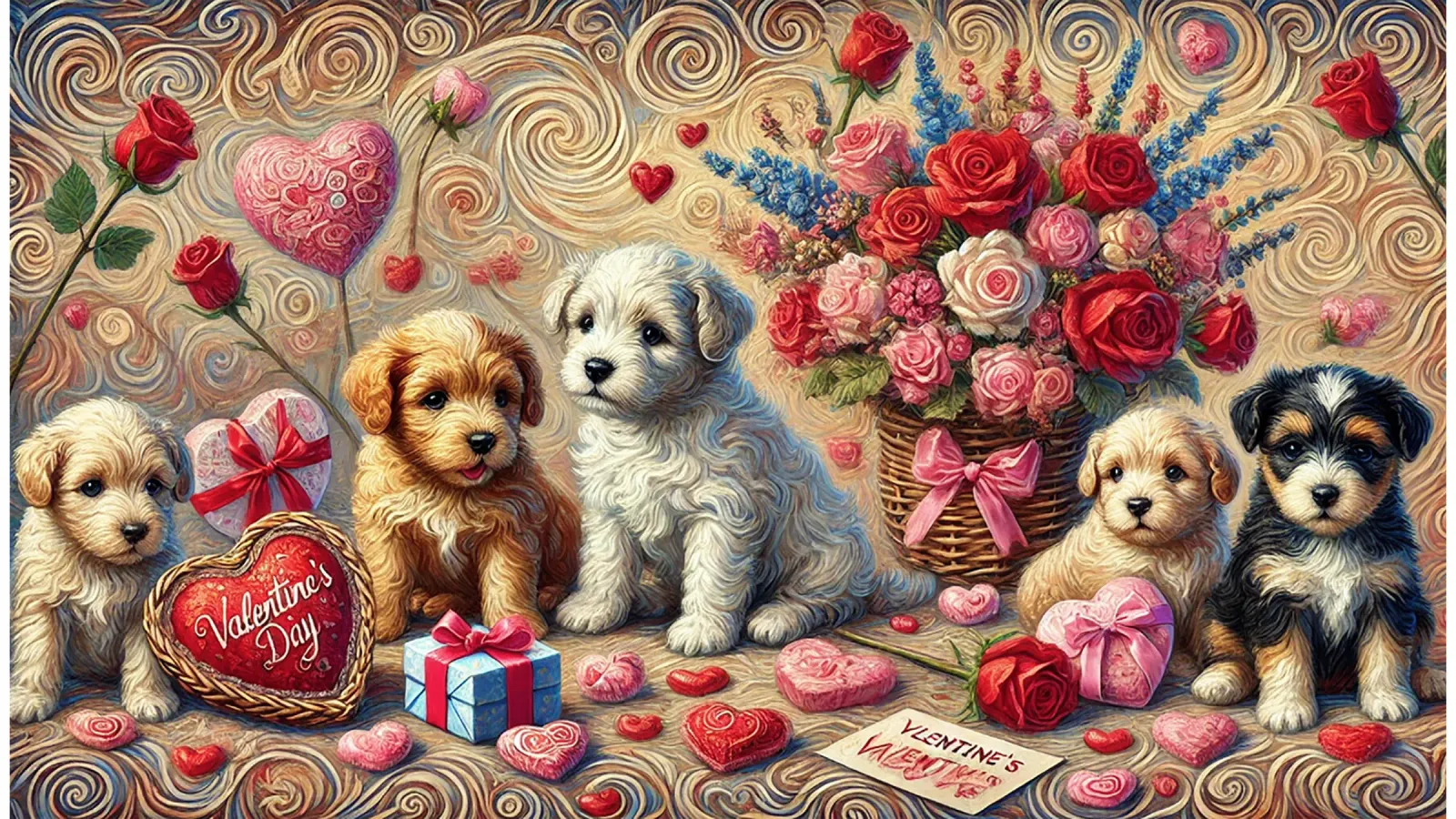 Happy Valentine´s Day Puppy Edition pellicola backlit da Vintage Van Gogh