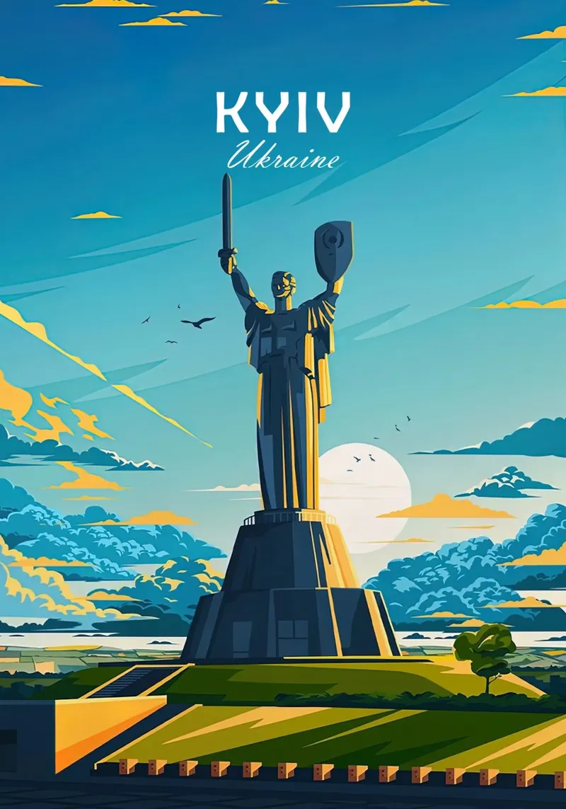 Ucraina, Manifesto di viaggio di Kiev, Monumento alla Madrepatria poster da Liliestudio