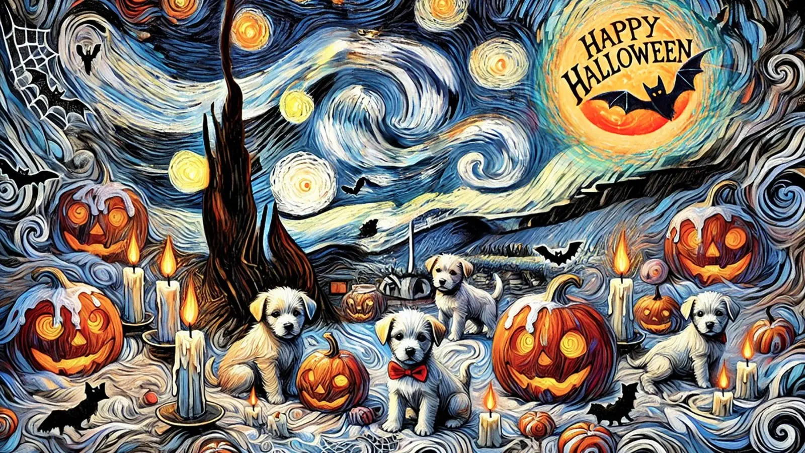 Happy Halloween Puppy Edition pellicola backlit da Vintage Van Gogh