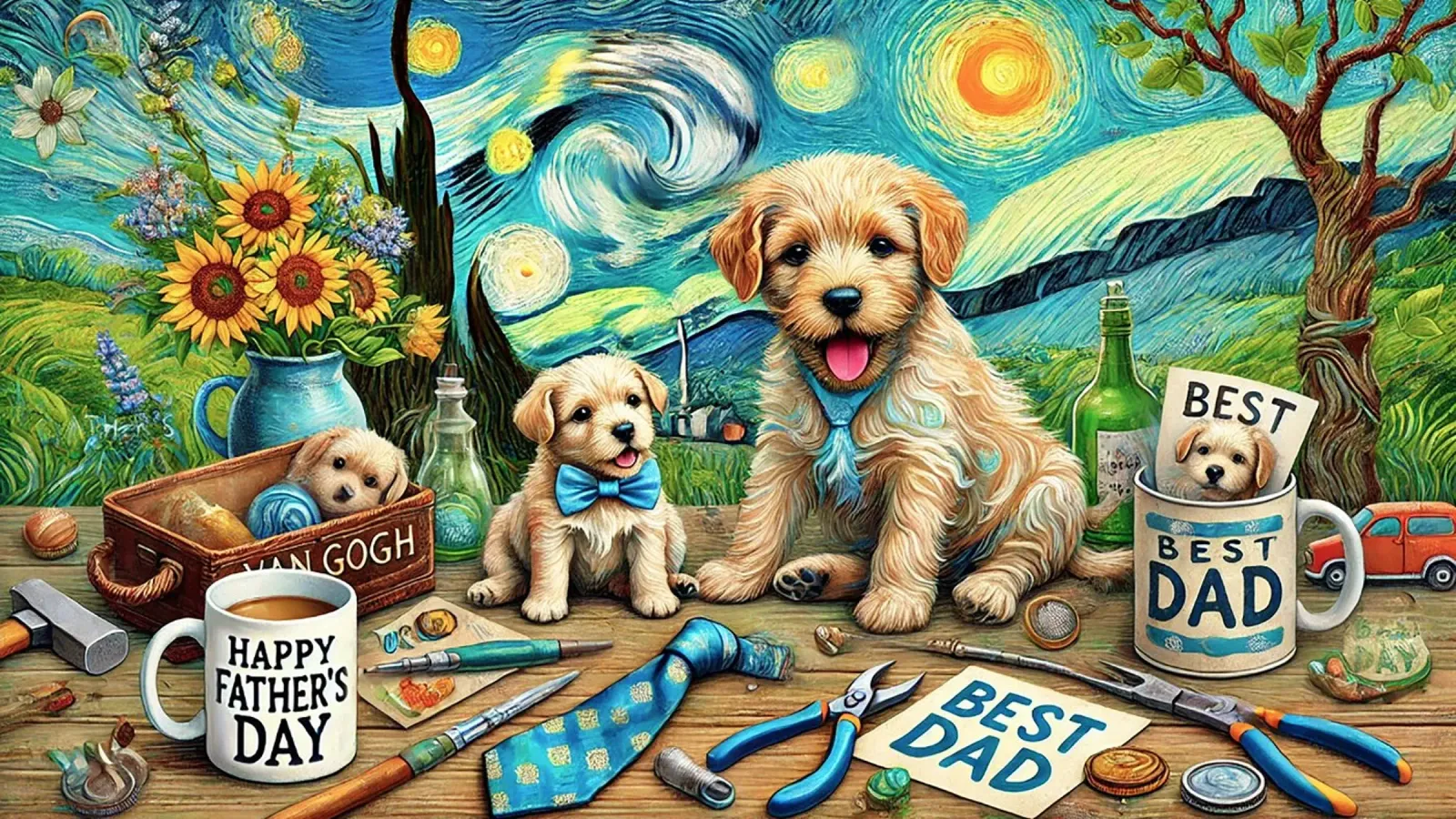 Happy Father´s Day Puppy Edition pellicola backlit da Vintage Van Gogh