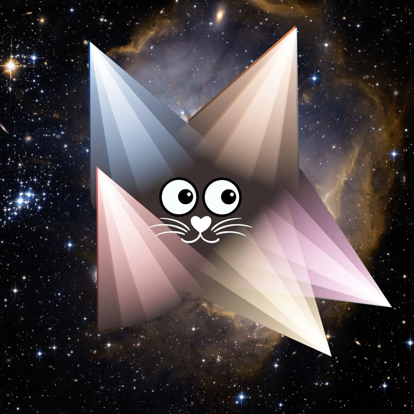 Gatto geometrico - motivo notturno con cielo stellato poster poster con telaio in legno da StrindesignStudio